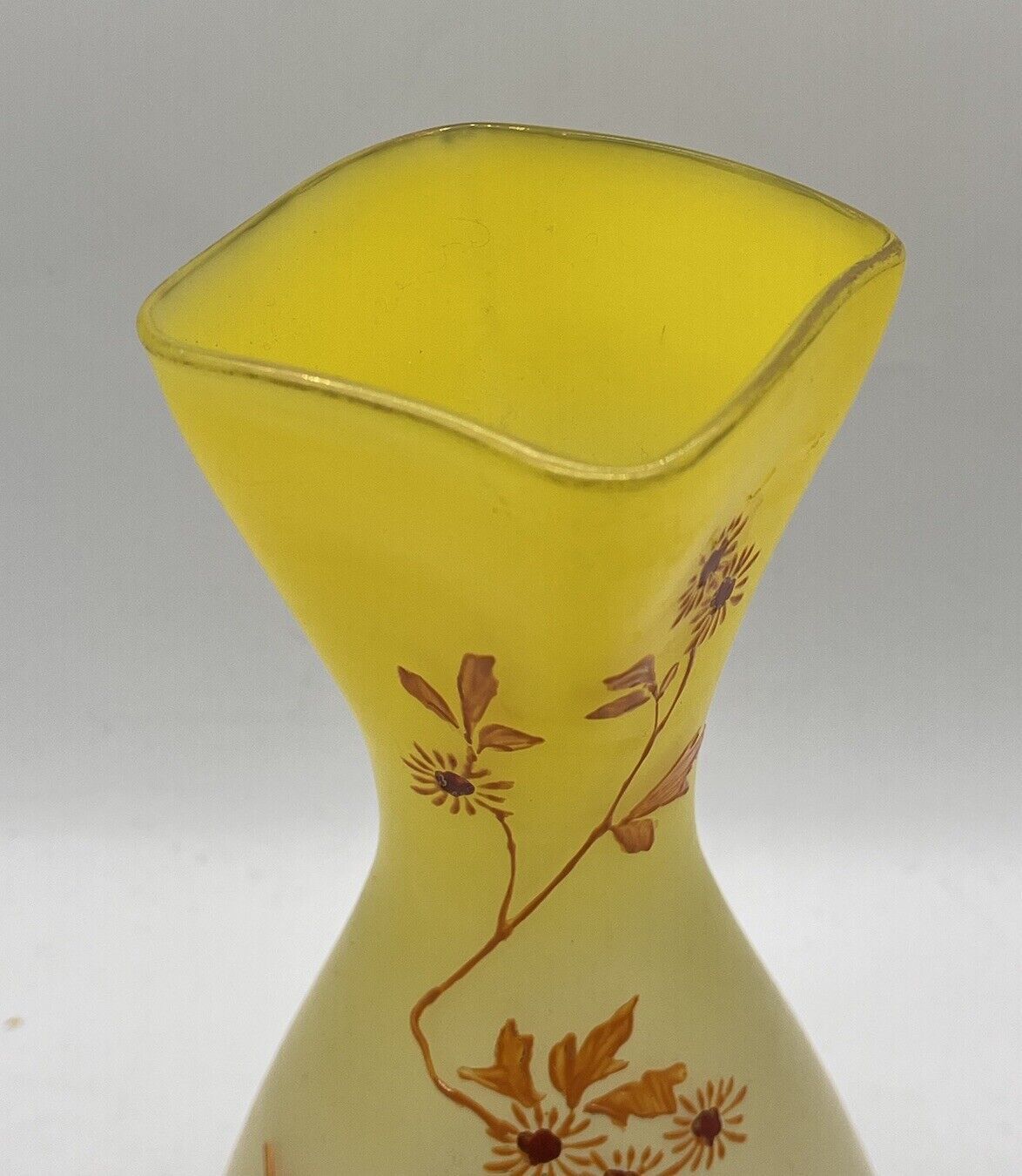 Antique Bohemian or French Glass Portrait Vase Enamel Victorian Flowers
