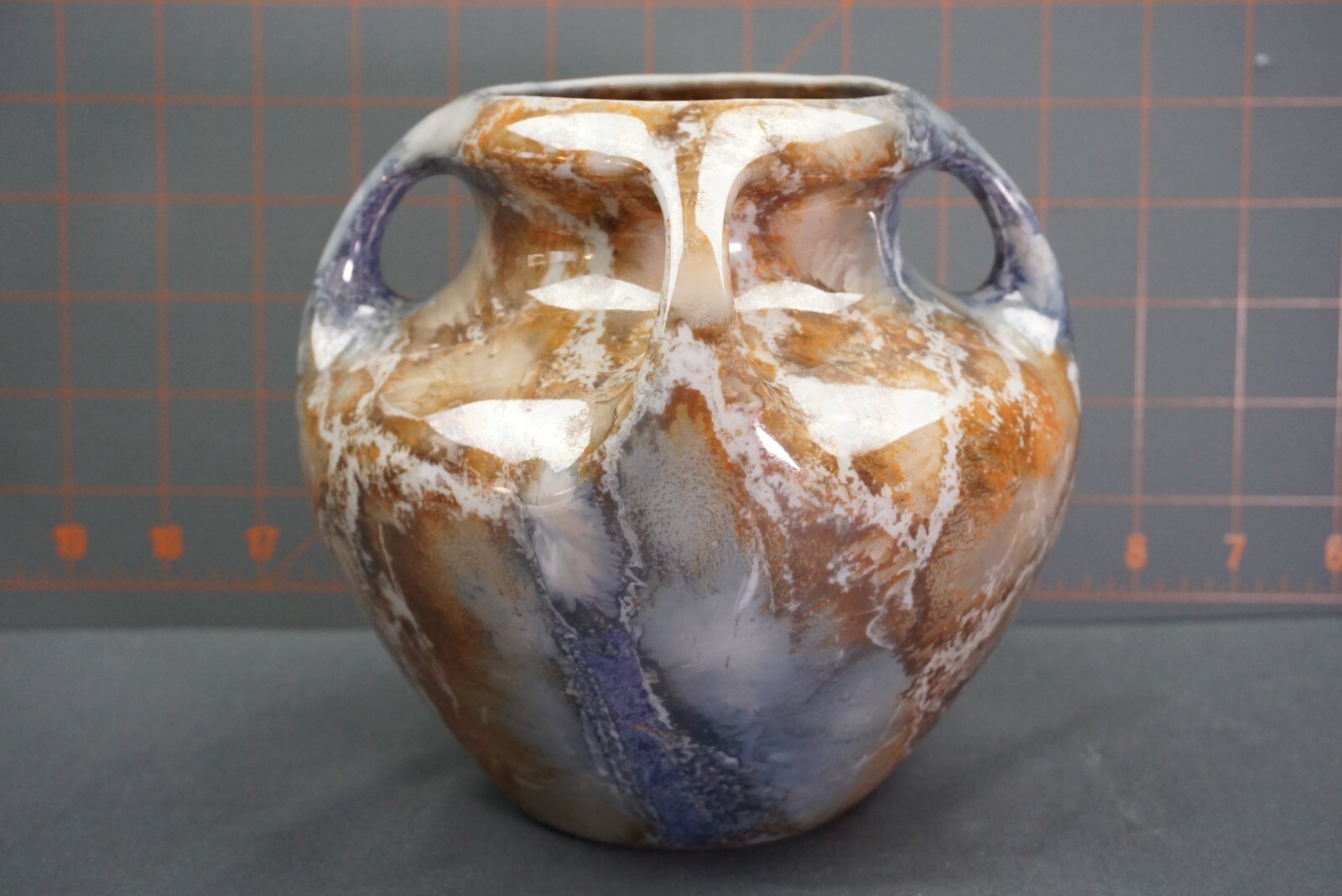 Vintage Arabia Finland Art Deco Four Handled Luster Glazed Vase AAA 168
