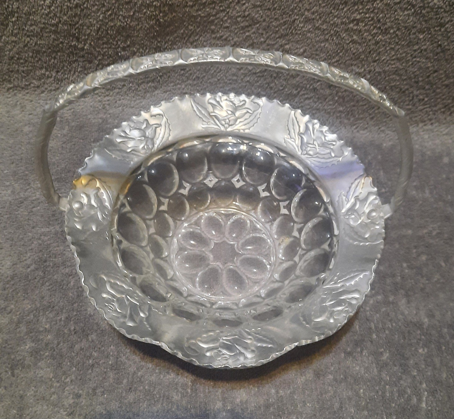 Aluminum And Glass Vintage Basket 7″ Diameter