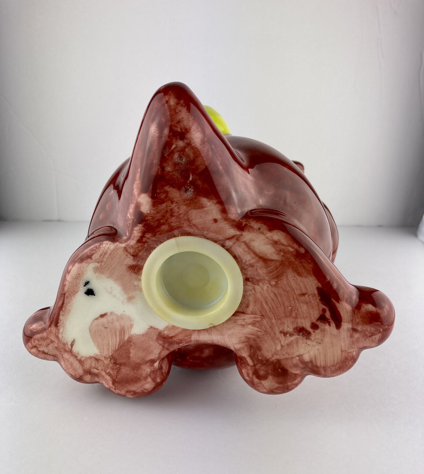 Large Studio Art Pottery Monster Goggly Eyes Piggy Coin Bank 10”