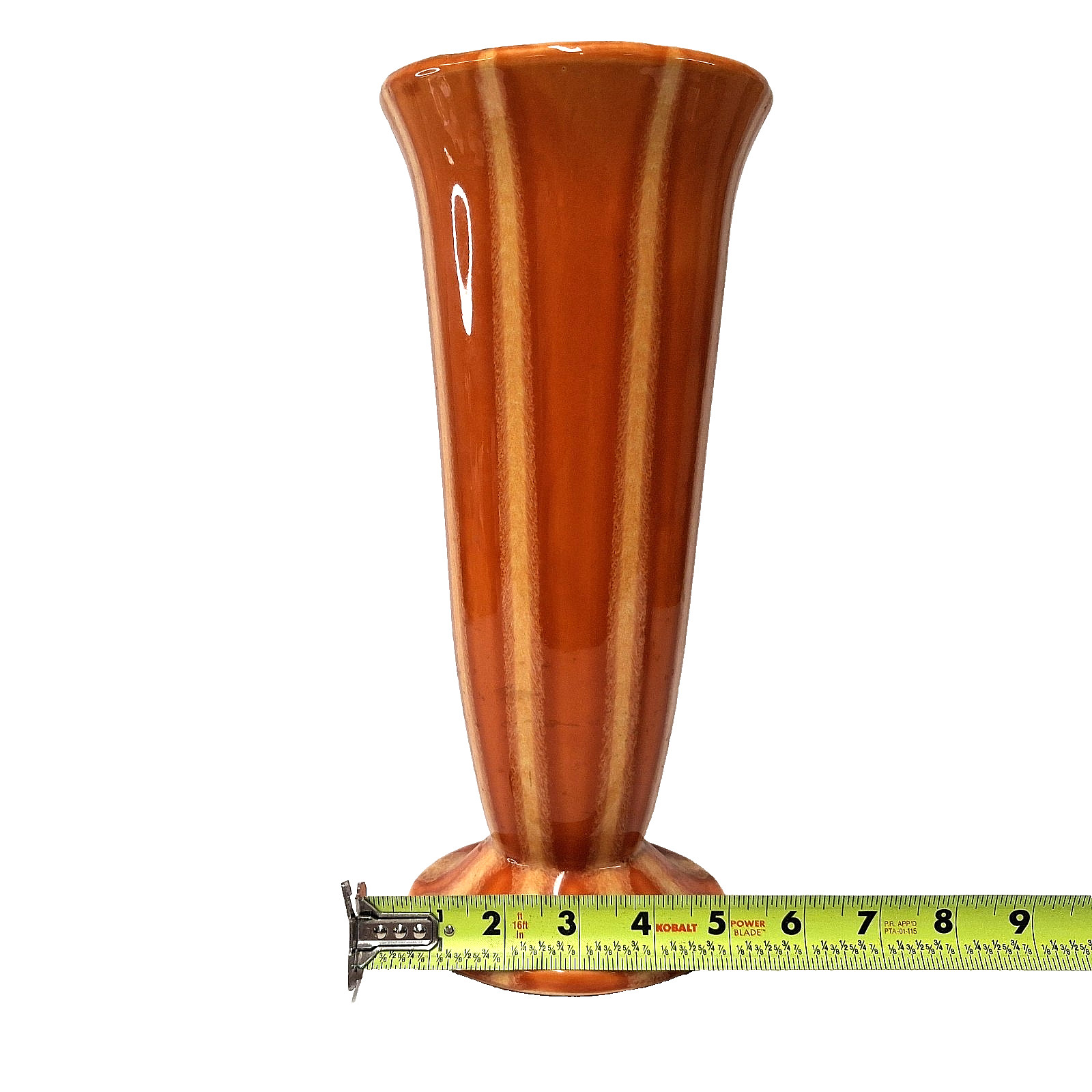 Hull Pottery Continental F29 Vase Persimmon Ribbed Mid Century Modern USA