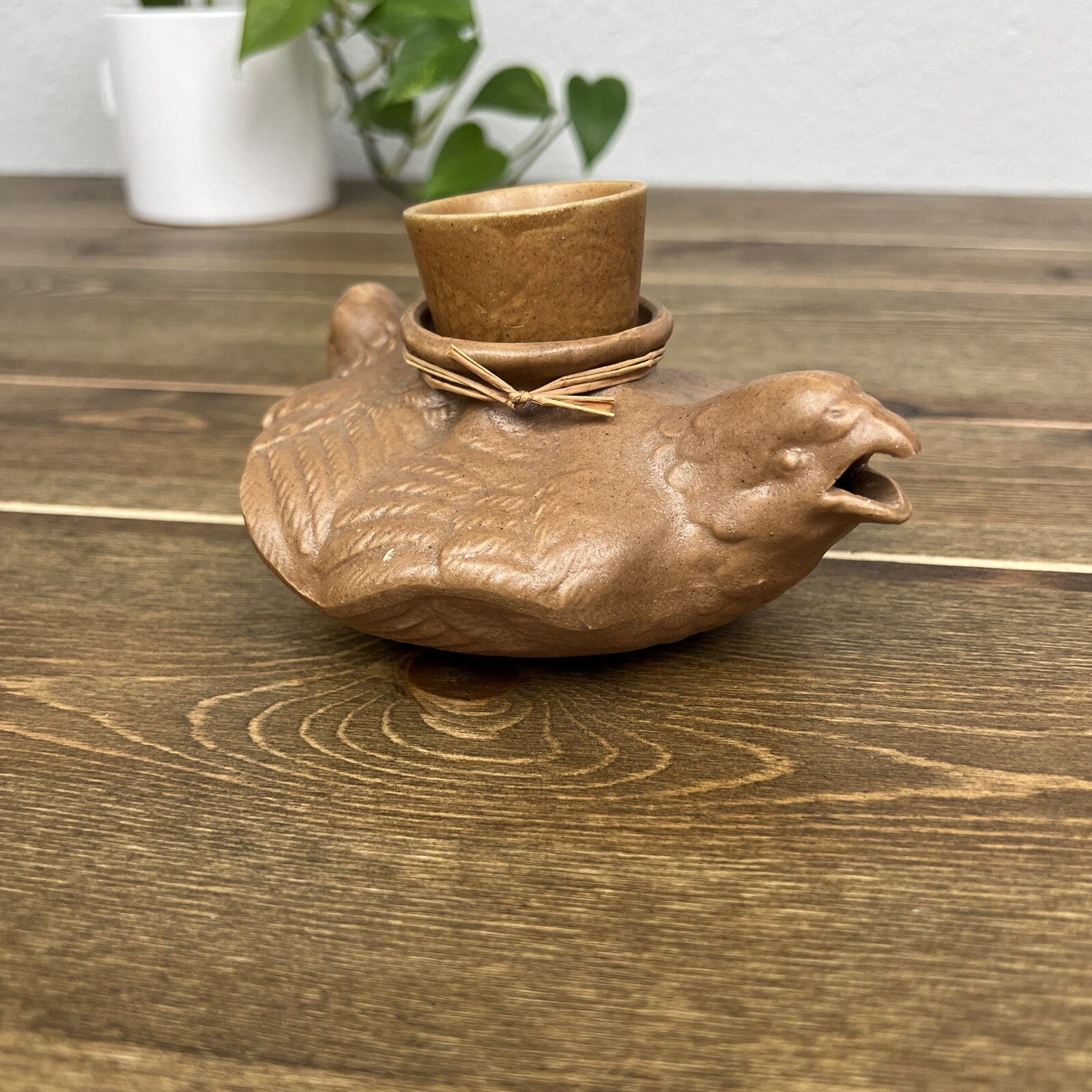 Japan Ceramic Pottery 2 Headed Pigeon Dove Pottery Pouring Vessel Vase