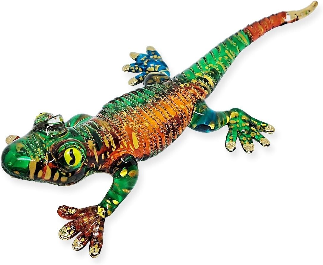Big House Lizard Gecko Blown Glass Hand Figurine Fancy Animal Collectibles Decor