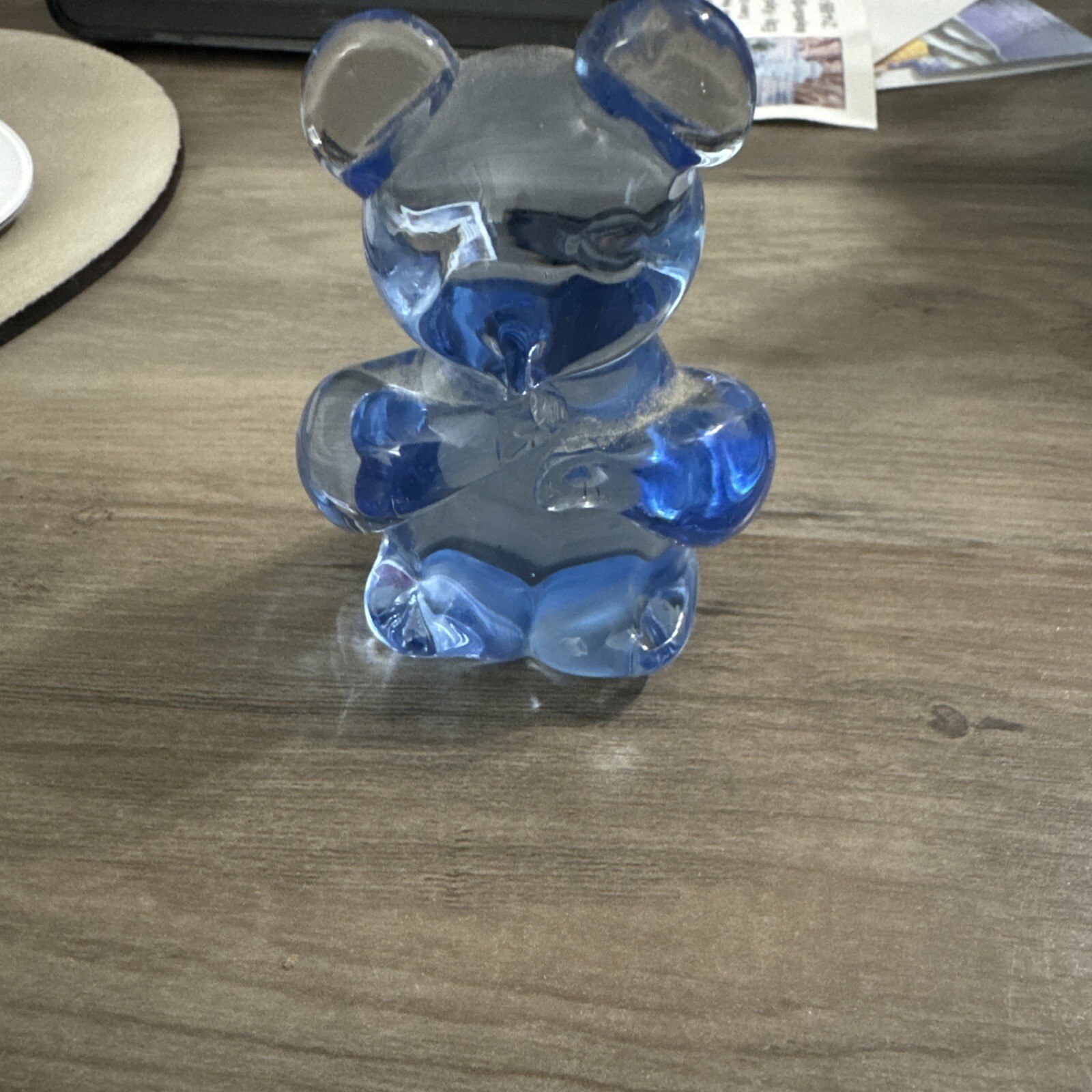 Blue Art Glass Bear Figurine 3″ tall US Commemorative Fine Art Gallery