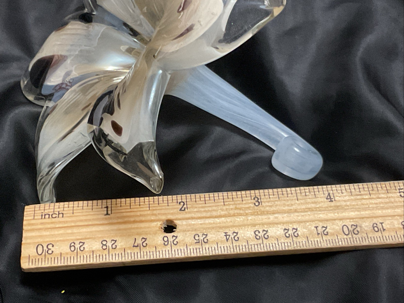 GENUINE MURANO GLASS PINCHED TIP FLOWER. BEIGE,CREAM,BROWN 6-PETAL ART -ITALY