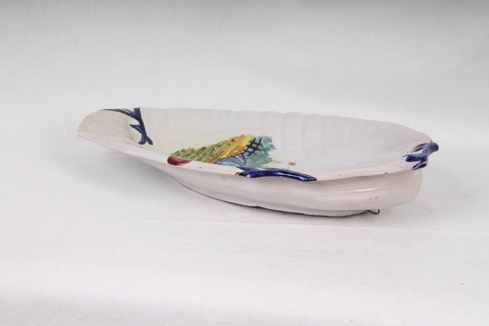 Leroy-Dubois Abalone Shell Art Pottery Quimper Antique Dish Bowl -EARLY – C.1899