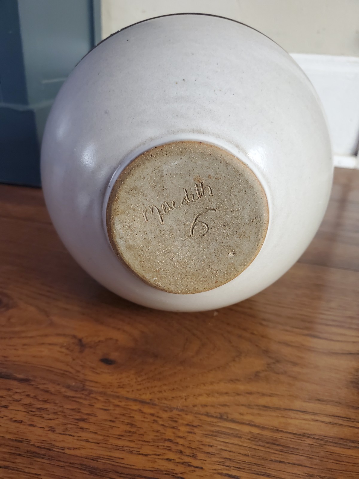 Meredith Cooke Art Pottery Signed with Incised Fern Leaves Cottagecore Vase 11″