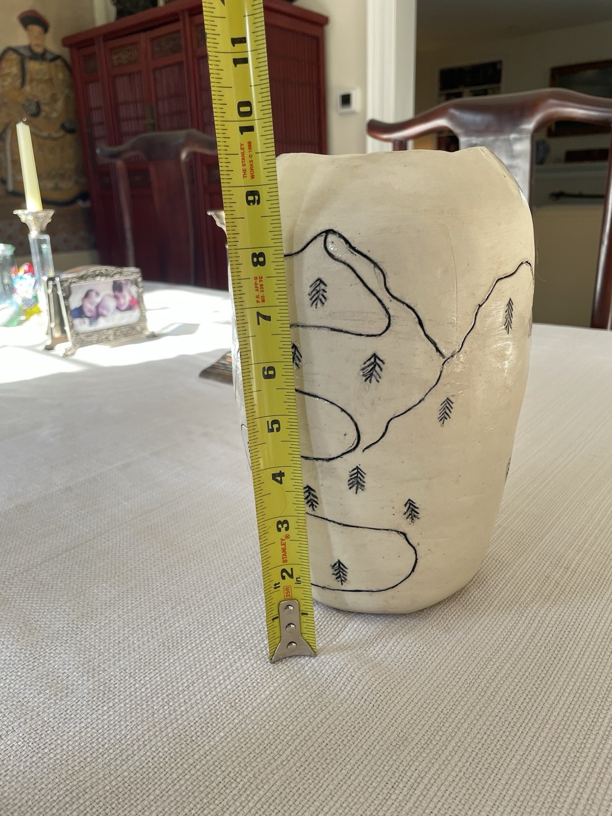 Stoneware Art Pottery Vase Arts and Crafts Style Hand Painted