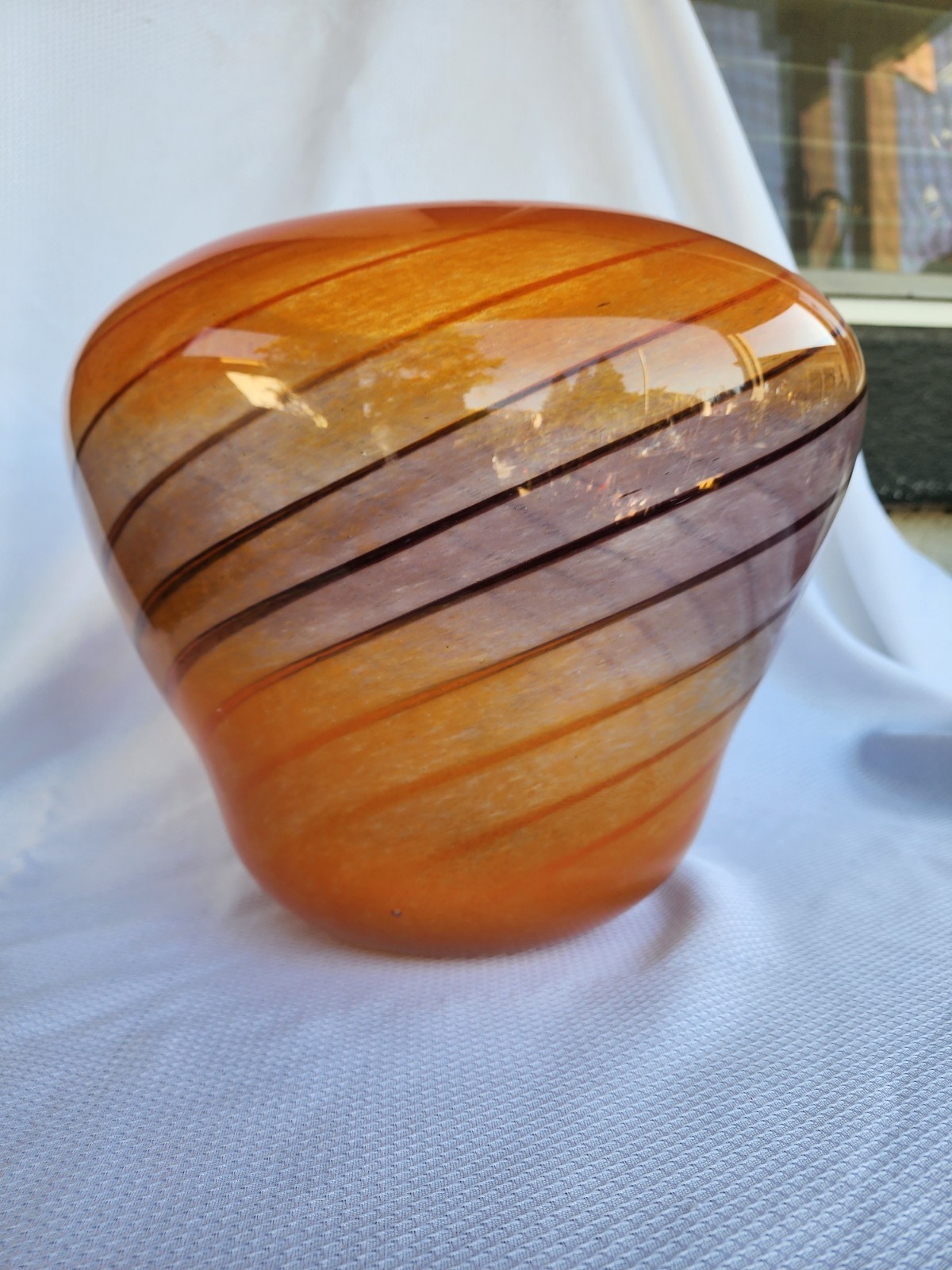 Large Art Glass Vase, Over 10 Pounds Gorgeous Colors