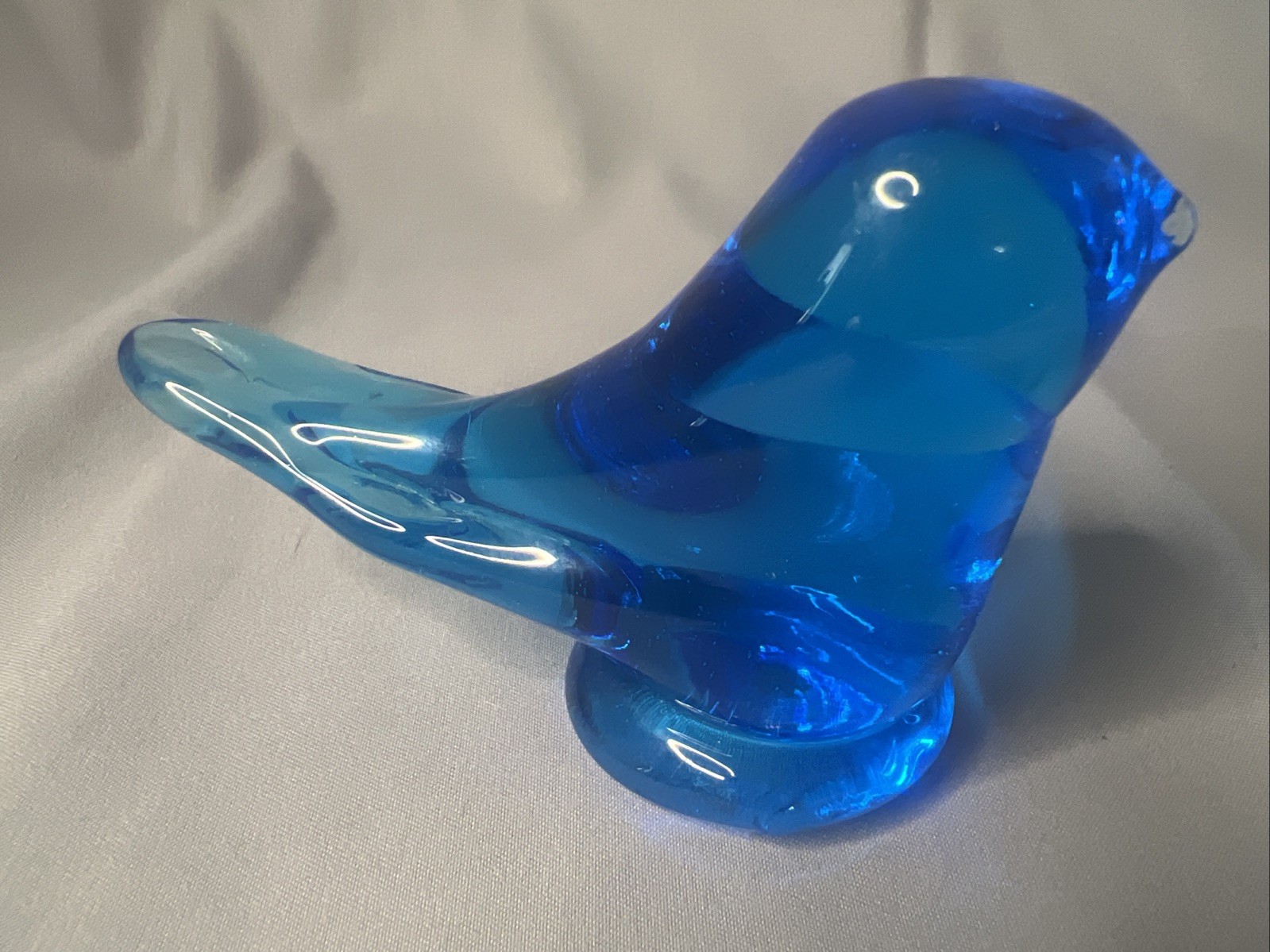 VTG 4” Leo Ward 1985 Bluebird of Happiness Glass Figurine Original Label Signed