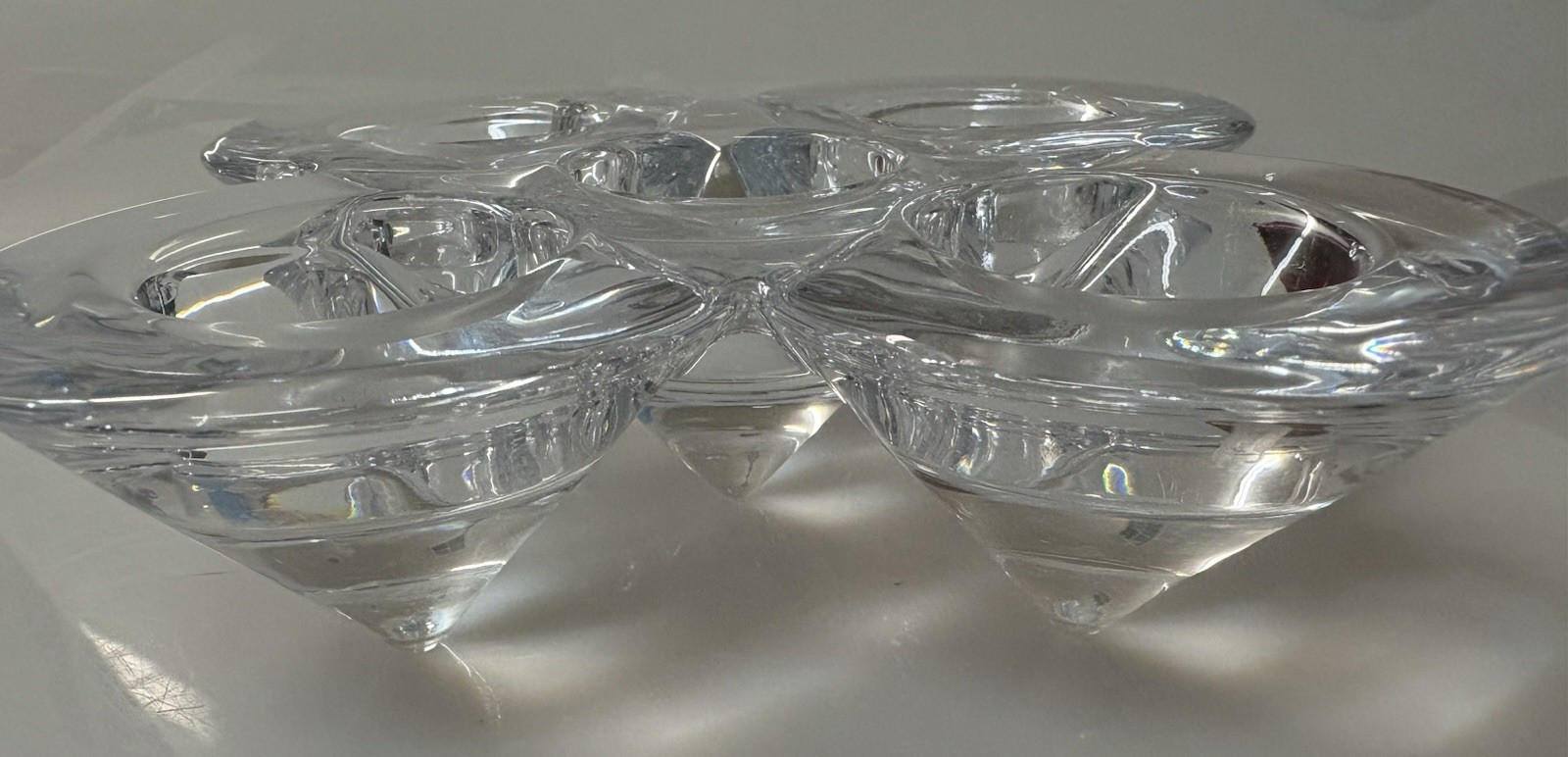 Vintage Crystal 5 Tea Light Votive Candle Holder Diamond Honeycomb Rare Design