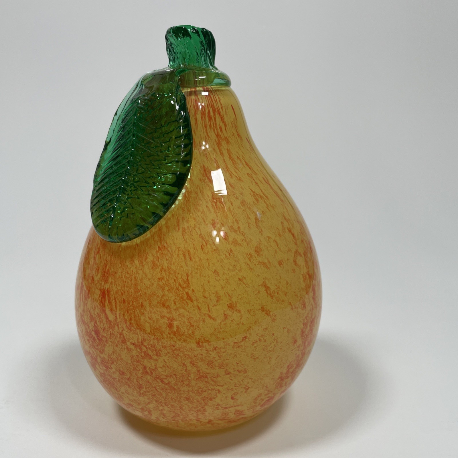 Vintage Murano Style Pear Glass Fruit 5” Yellow and Orange 7 oz Made in Italy