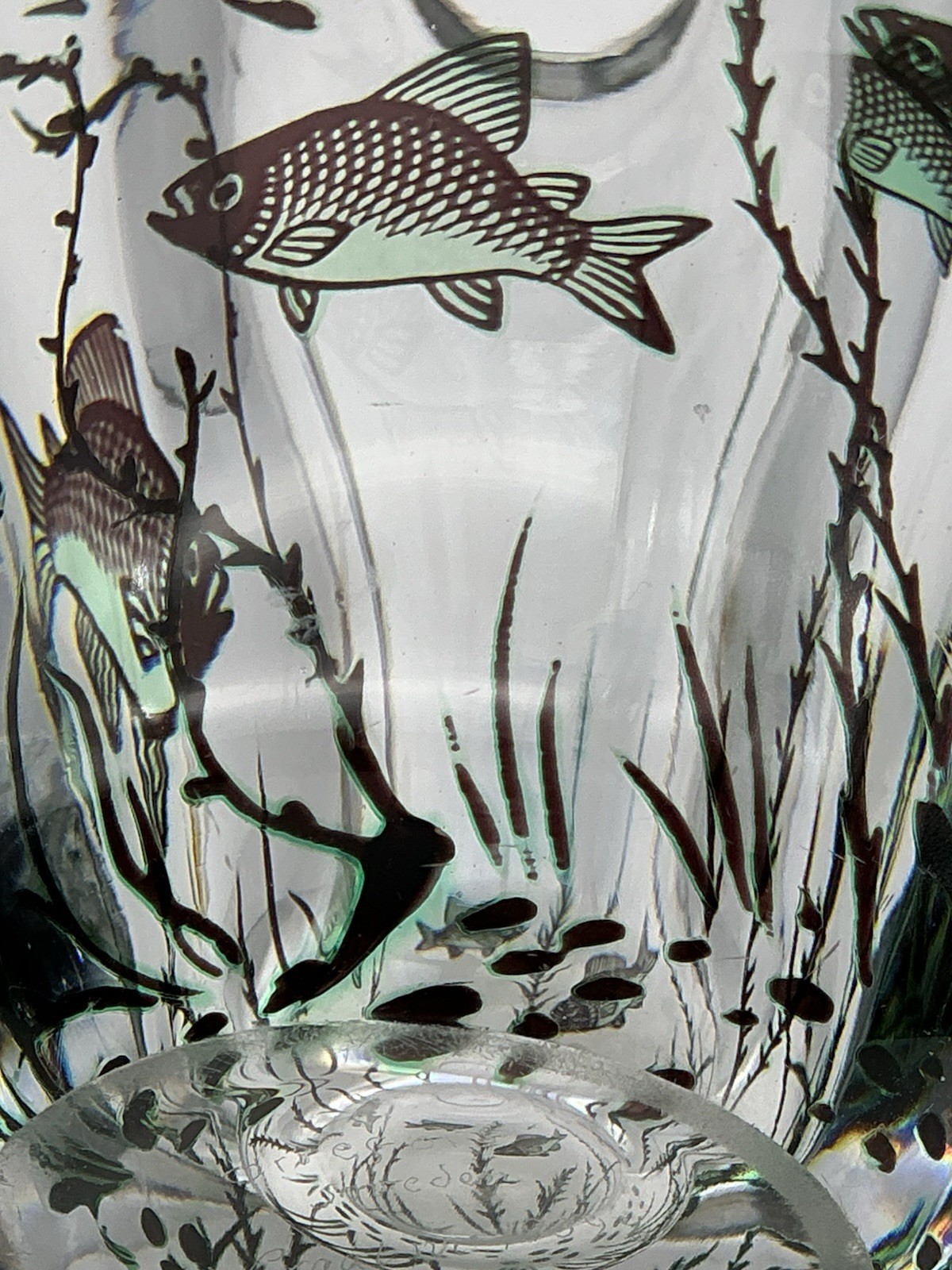 Orrefors Fish Underwater Aquarium Graal Vase Edward Hald Sweden 5.25 Inches