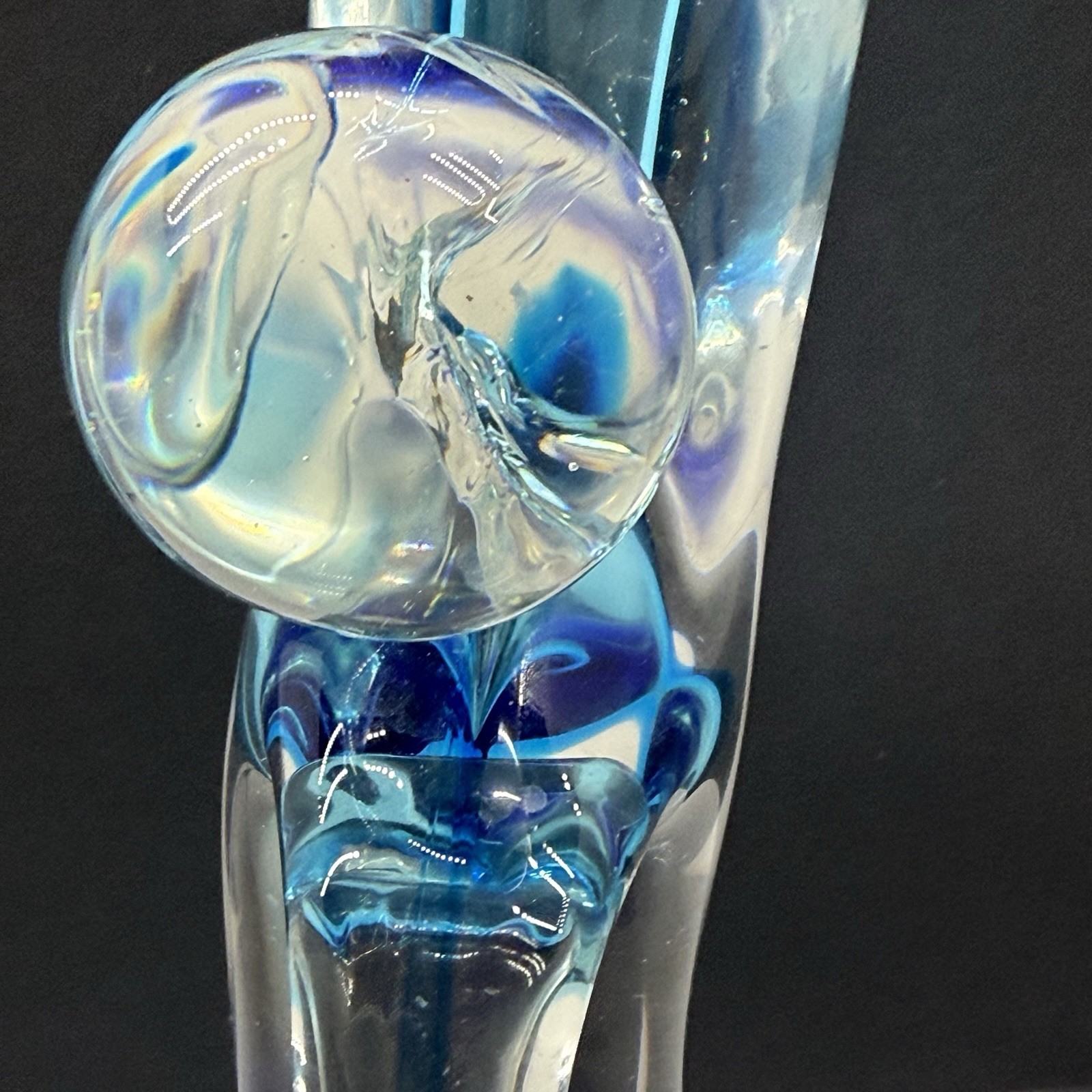 Studio Art Glass Sculpture Abstract Family Infinity Form Cobalt Aqua Hand Blown