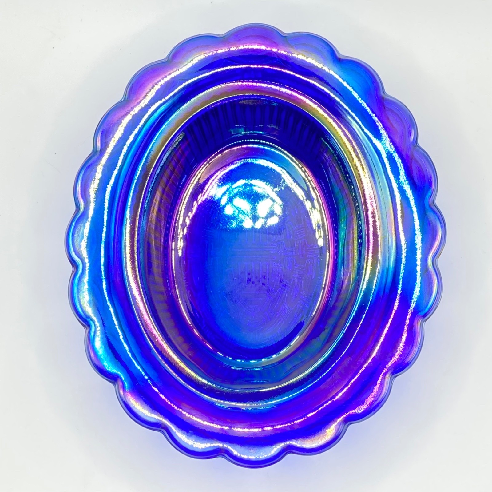 Mosser Cobalt Blue Carnival Glass Hen on Nest Chicken Dish