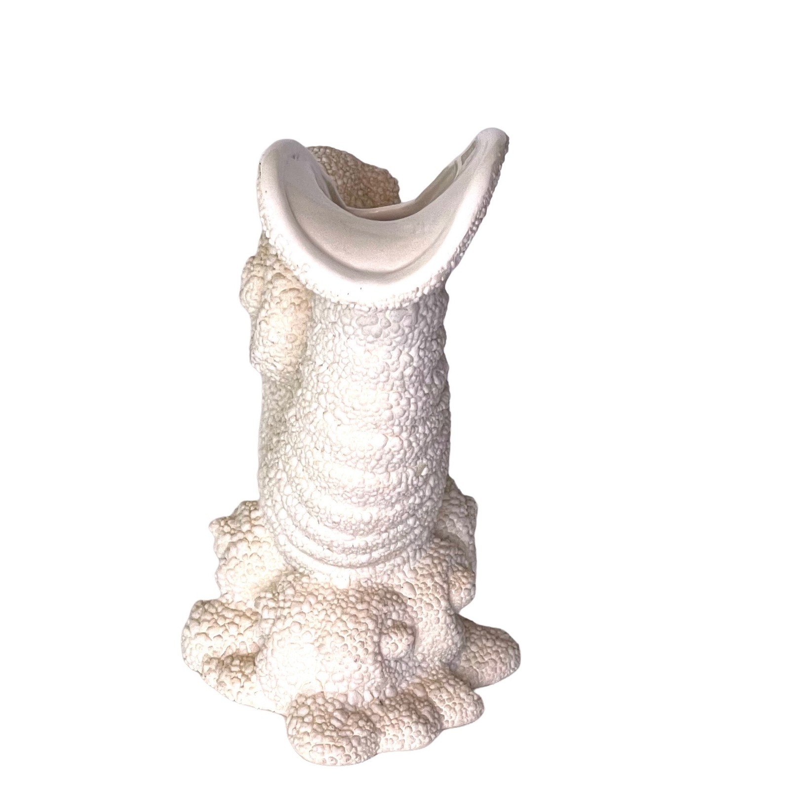 Vintage 1998 Royal Haeger Nautilus Shell Cornucopia Vase Texture Off White 235-4