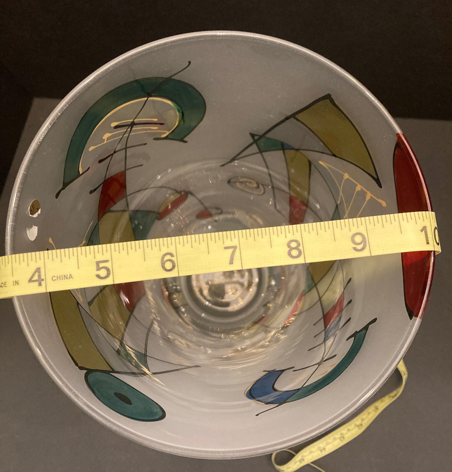 Vase Hand Painted Frosted Glass Contemporary Made in Italy Handblown 15.75″