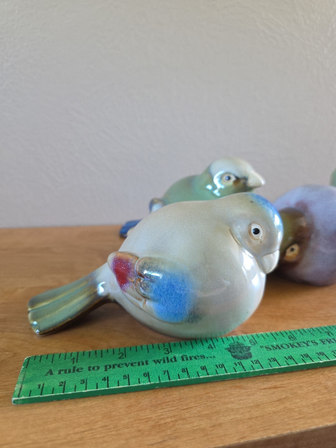 3 Chubby Round Pottery Birds Farmhouse Sparrow Finch Figurine Decor Nature Boho