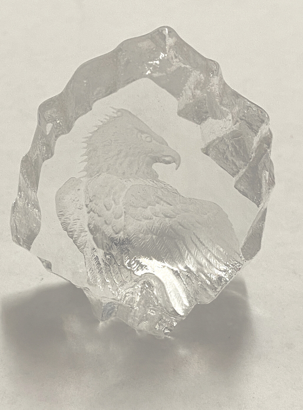 Mats Jonasson Full Lead Crystal Eagle Sculpture Sweden Clear Paperweight in Case