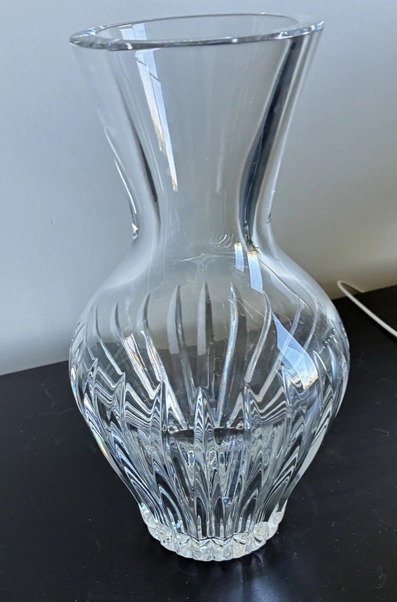 Signed Baccarat Genevieve Crystal Vase 10” France Heavy Art Glass 5 Lbs