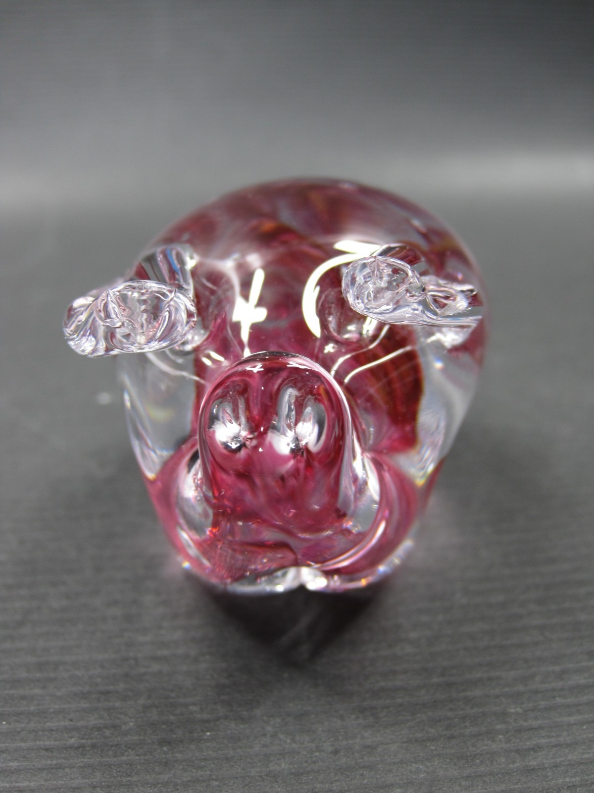 Langham Glass Red clear Pig Figurine Handcrafted Art Glass paperweight