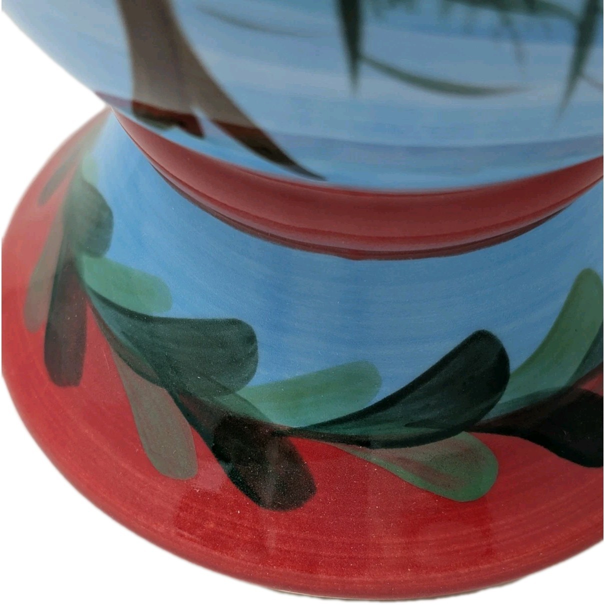 Ceramic Utensil Holder Hand Painted Winter Trees Gail Pittman NOS TLL 947
