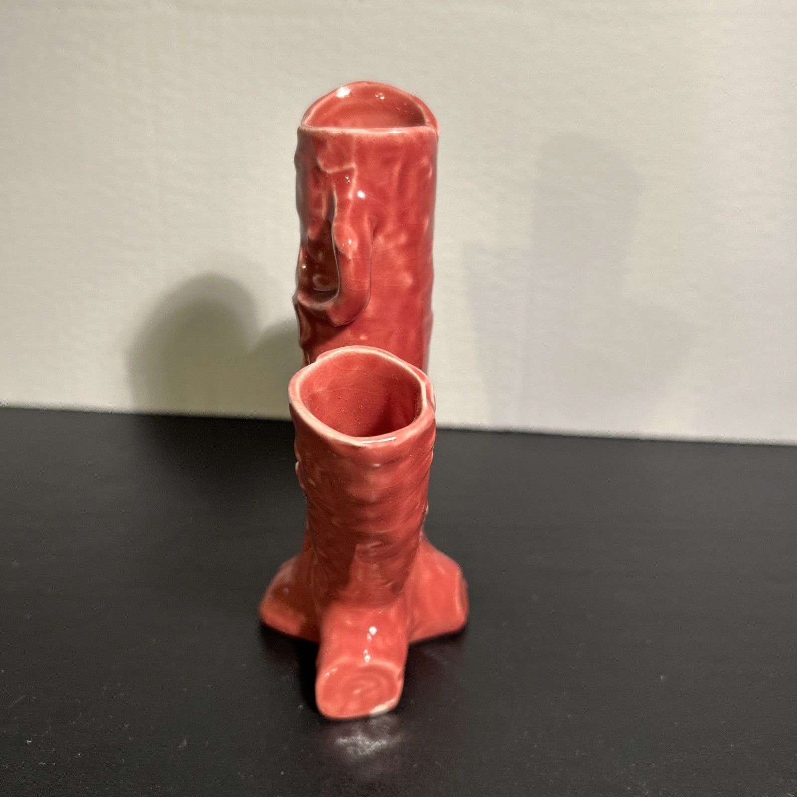 Vintage VTG Pink Red German Spill Vase Stamped