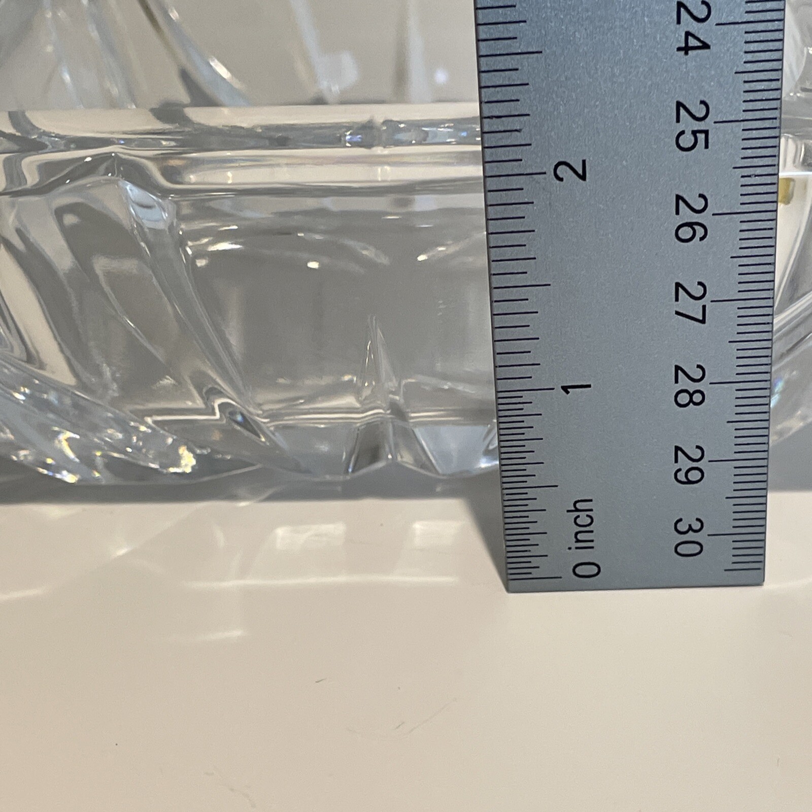 Vintage Cut Crystal Ashtray Trinket Dish Pinwheel Heavyweight Square MCM 1960s