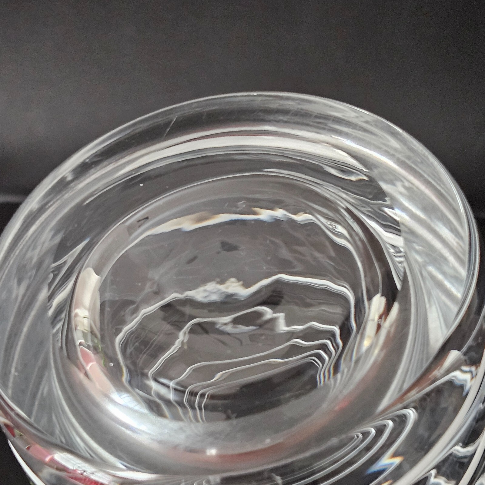 Tall IKEA Vase Fused Glass Clear & White Spiral 9.75″ Blown Glass Scandi Design