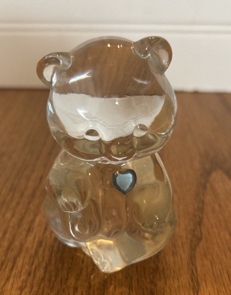 Fenton Sapphire Blue Heart Crystal Glass September Birthday BIRTHSTONE BEAR