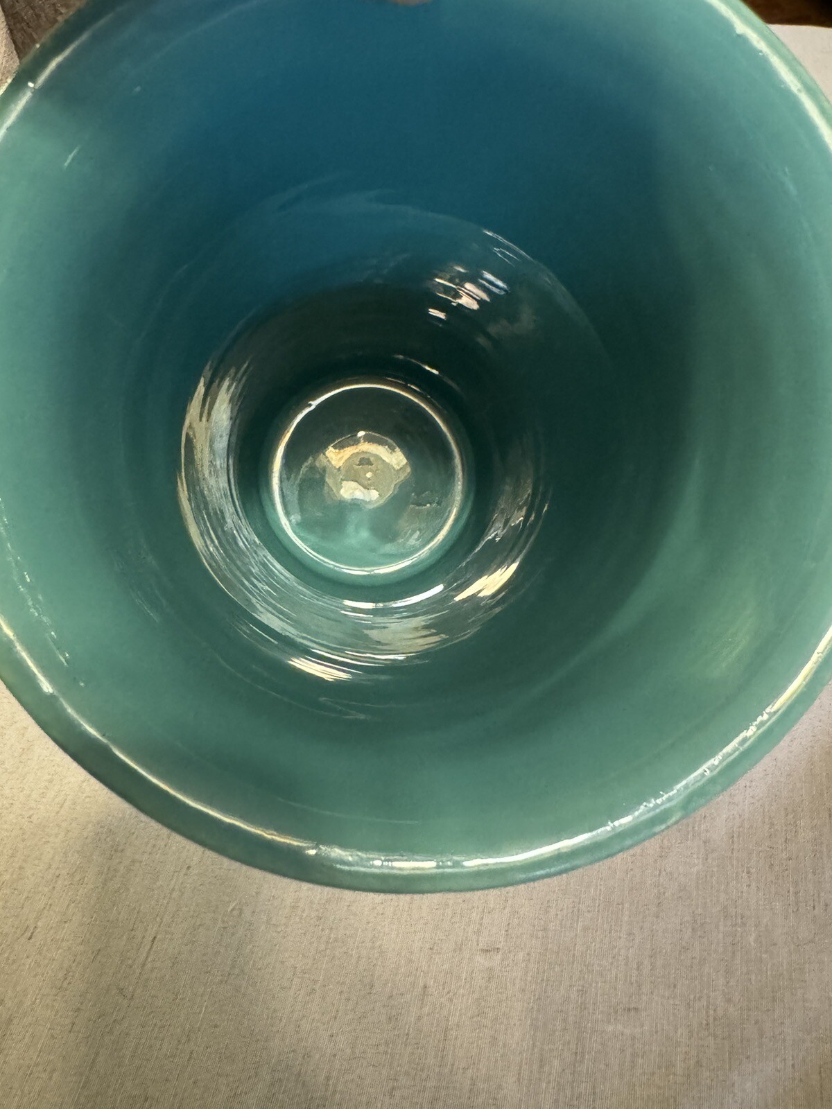Bauer Pottery Turquoise Blue Ring ware Vase 10”