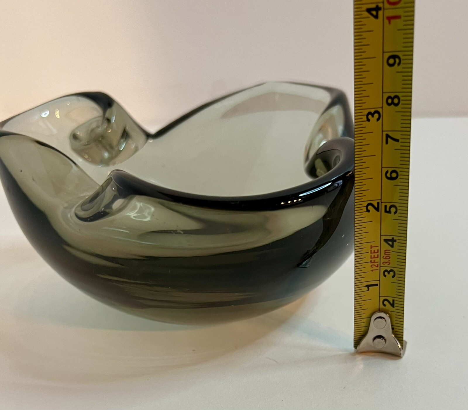 Hand Blown Art glass ashtray Smoke Color Vintage Decorative Piece