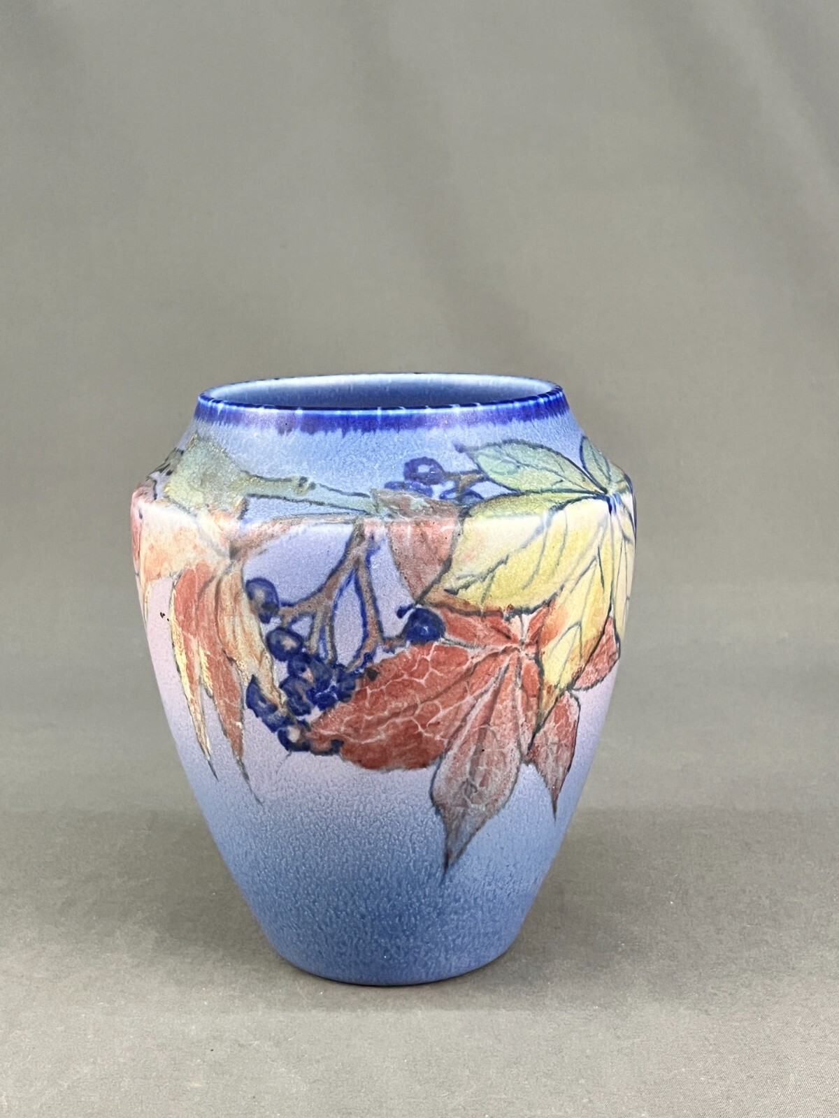 Rookwood Leaf & Grape 6 3/4″ Vellum Vase Shape 1780 Elizabeth Lincoln c. 1930