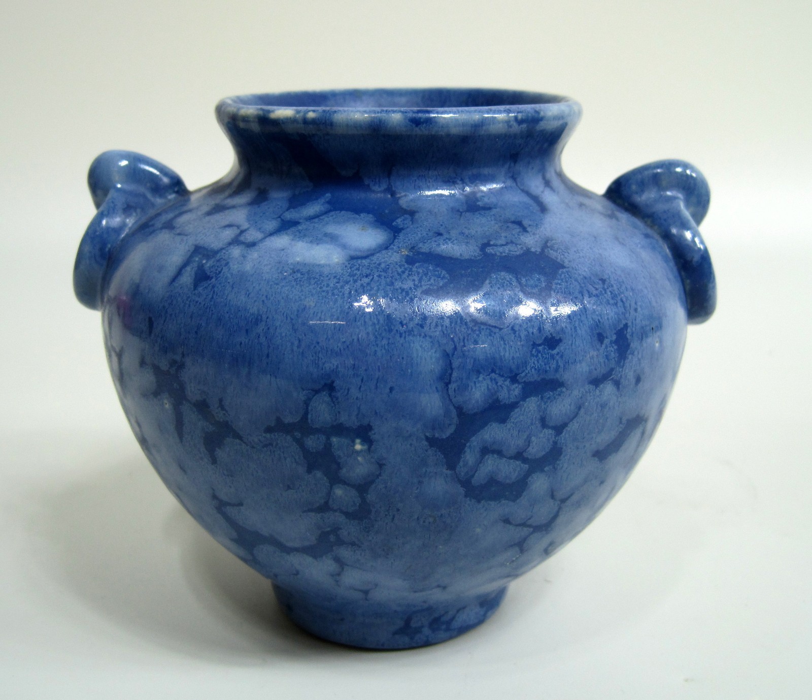 Brush McCoy Pottery Periwinkle Blue Vellum Jardiniere Vase 2 Handle Matte Glaze