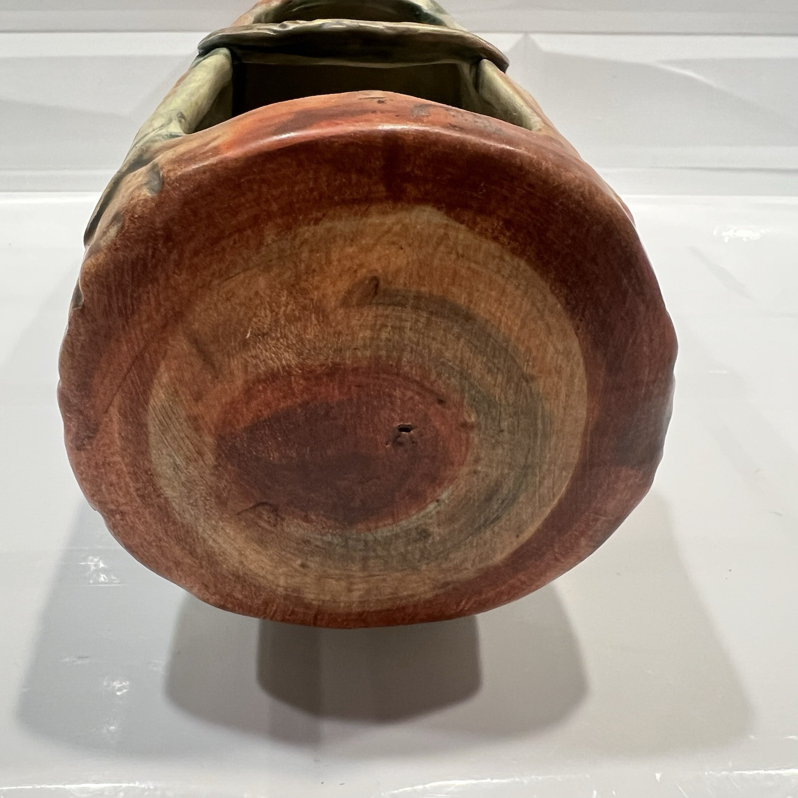 Weller Woodcraft Log Pottery Oak Leaf Log Shaped Ceramic Planter Centerpiece