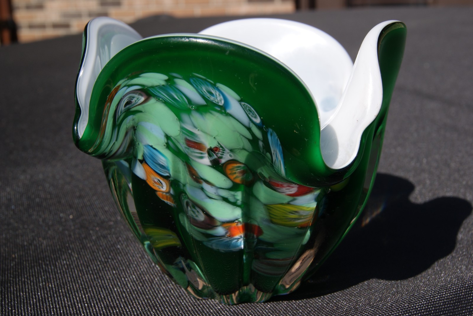 Vintage Norleans Japan Decorative Art Glass Heavy Paperweight Bud Vase Green