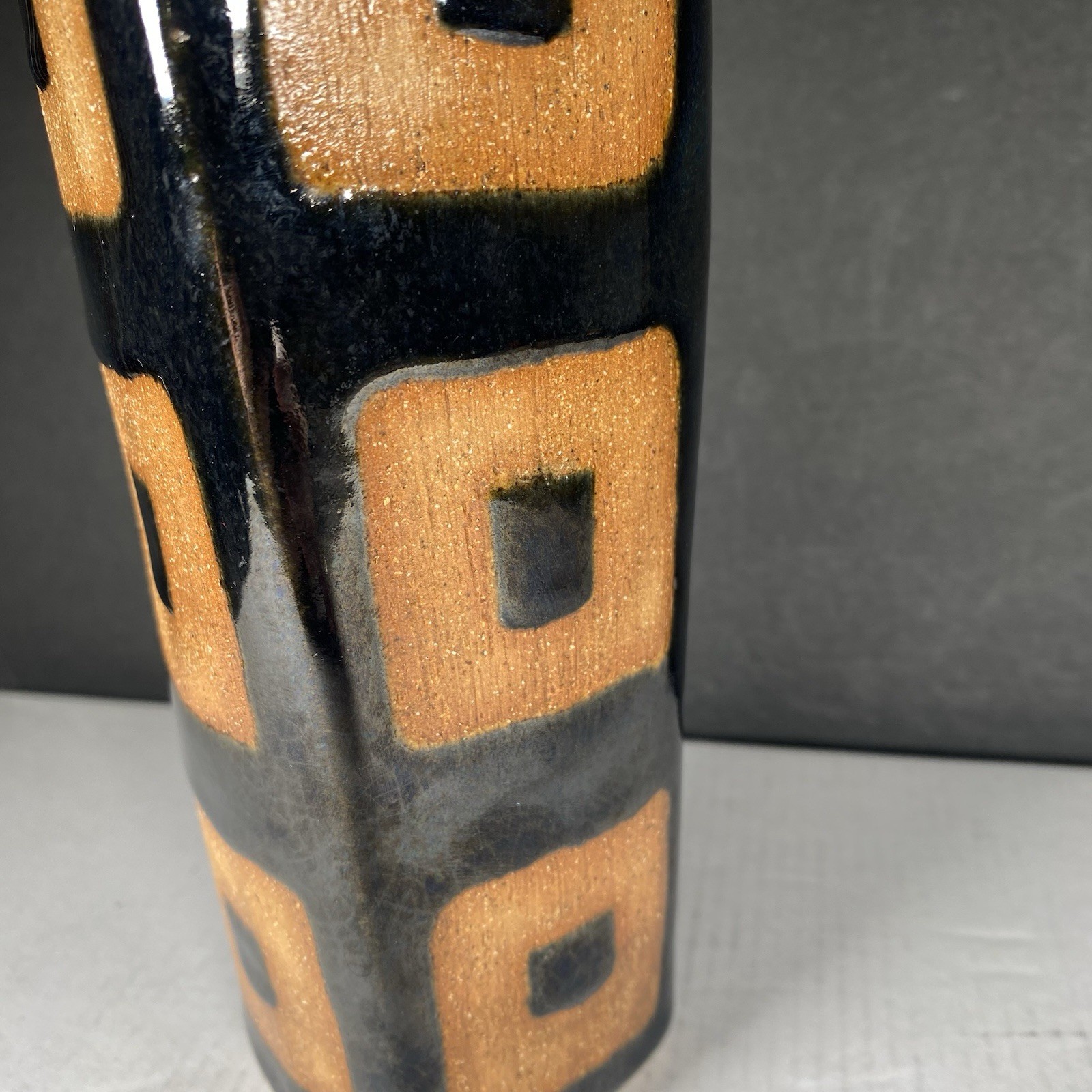 Studio Art Pottery Vase Unsigned West German Prisma Style 7.25 Inches Tall