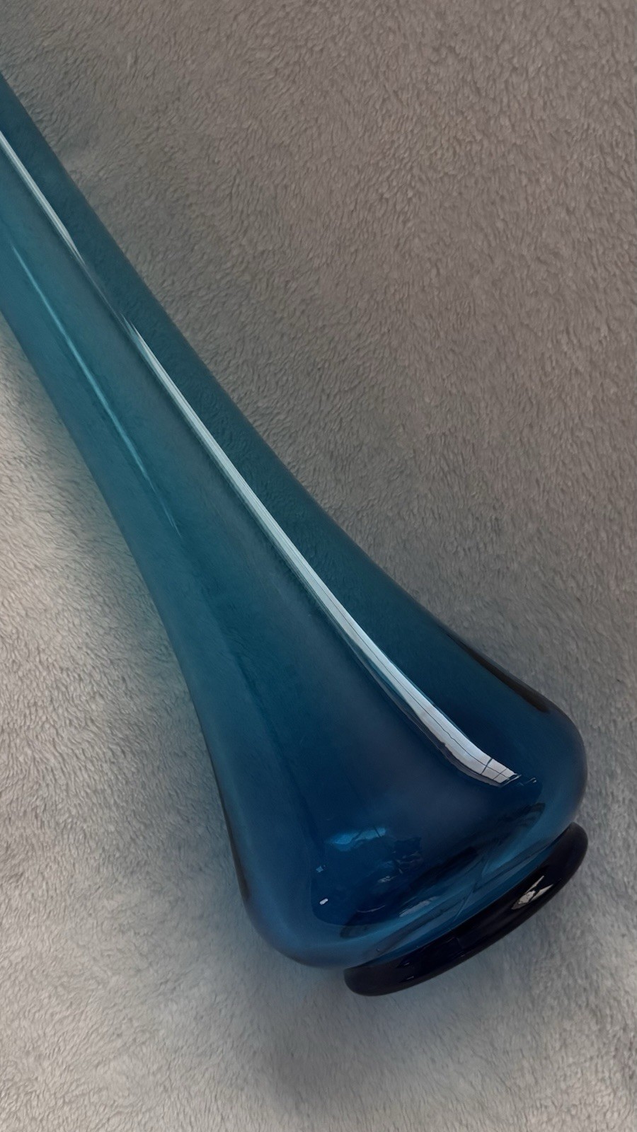 Vintage Mid Century Modern LE Smith Peacock Blue Smooth 25” Swung Vase