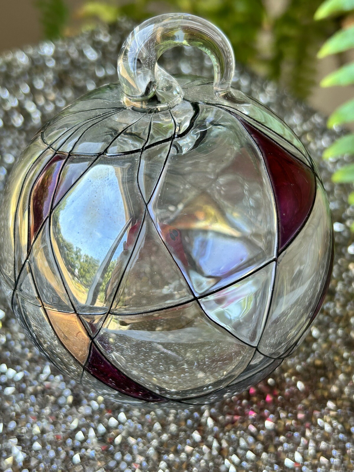 Hand Blown Art Glass Ball Christmas Ornament Float Orb 3.5”