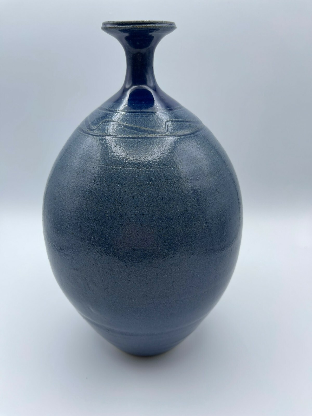 Beautiful Blue Handcrafted Vase, Unique Style, 2003, Artist Signature