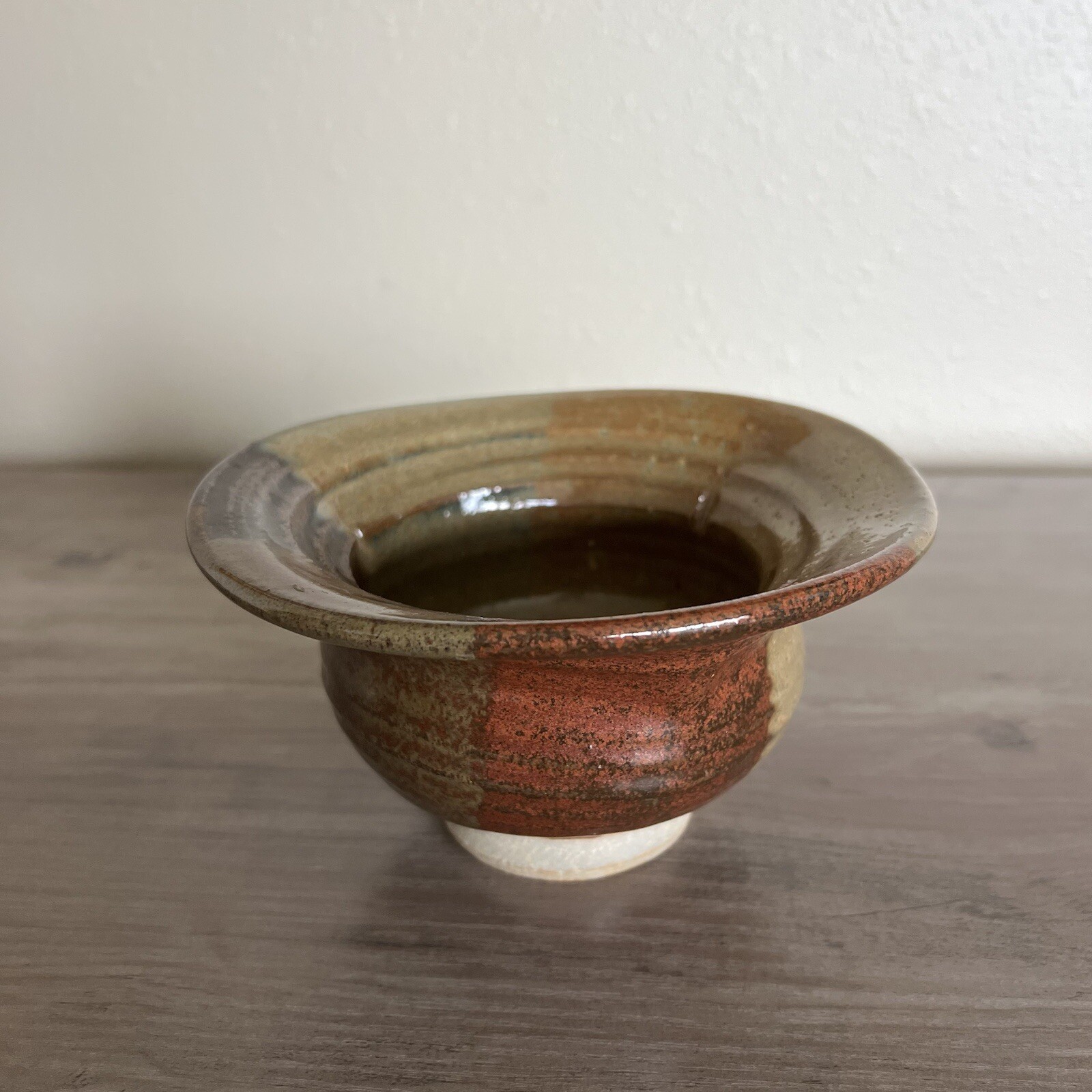 Studio Art Pottery Bowl Glazed Artisan Vintage Brown Rust Earth Tones Handmade