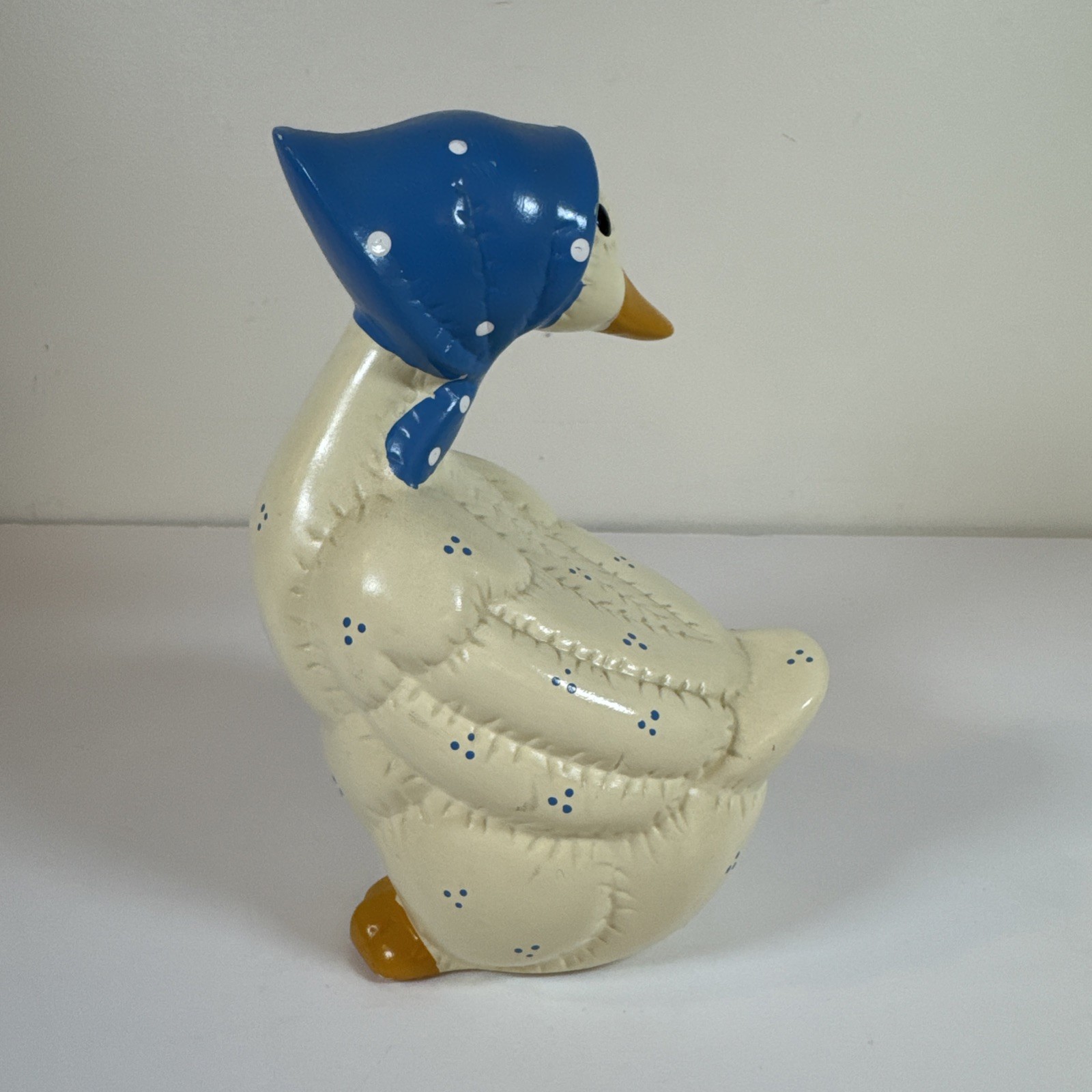 Vintage House of Lloyd Ceramic Goose Blue Polka Dot Scarf “Puffy Duck” 1980’s
