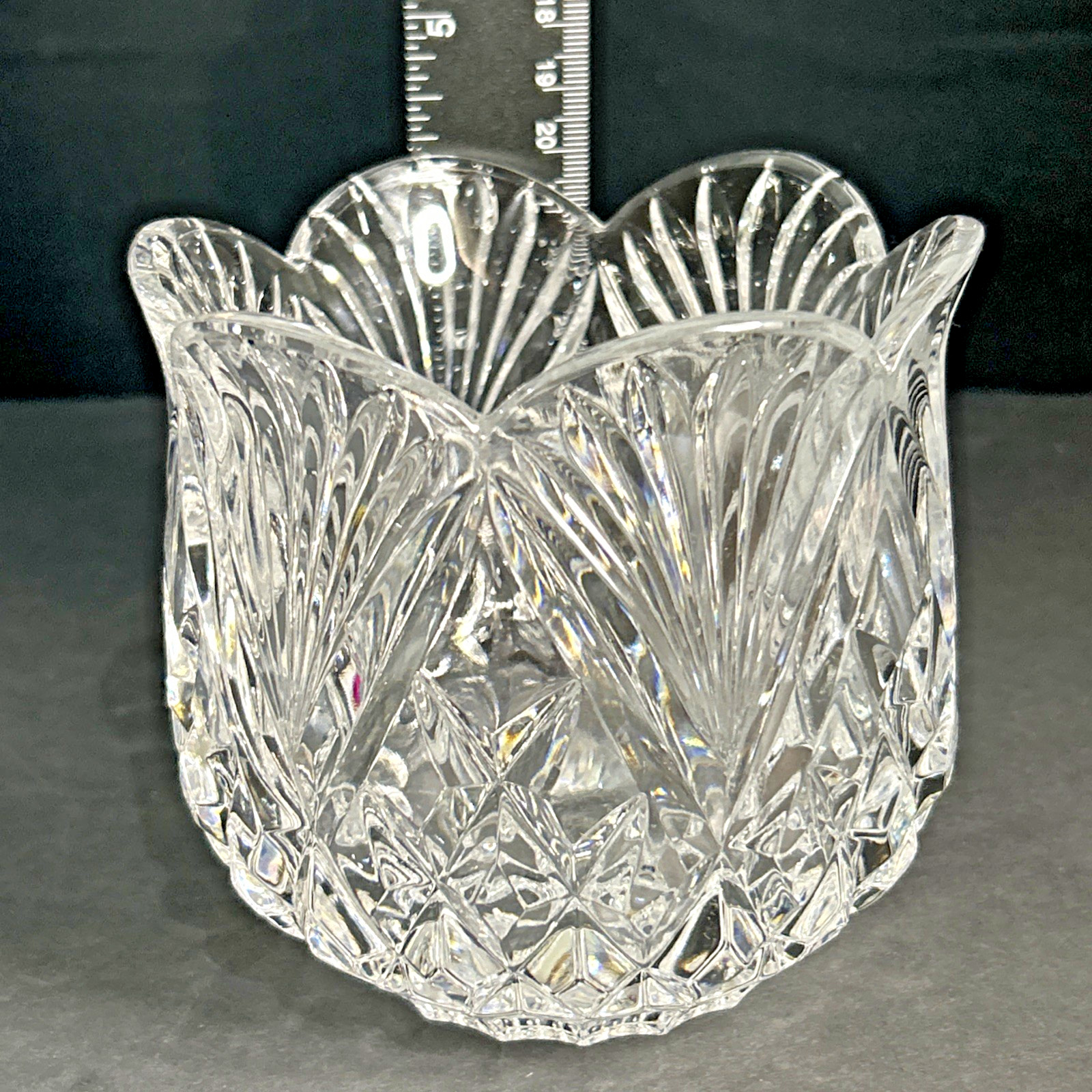 GODINGER PINEAPPLE Large Votive Candle Holder 1980s ELEGANT CRYSTAL