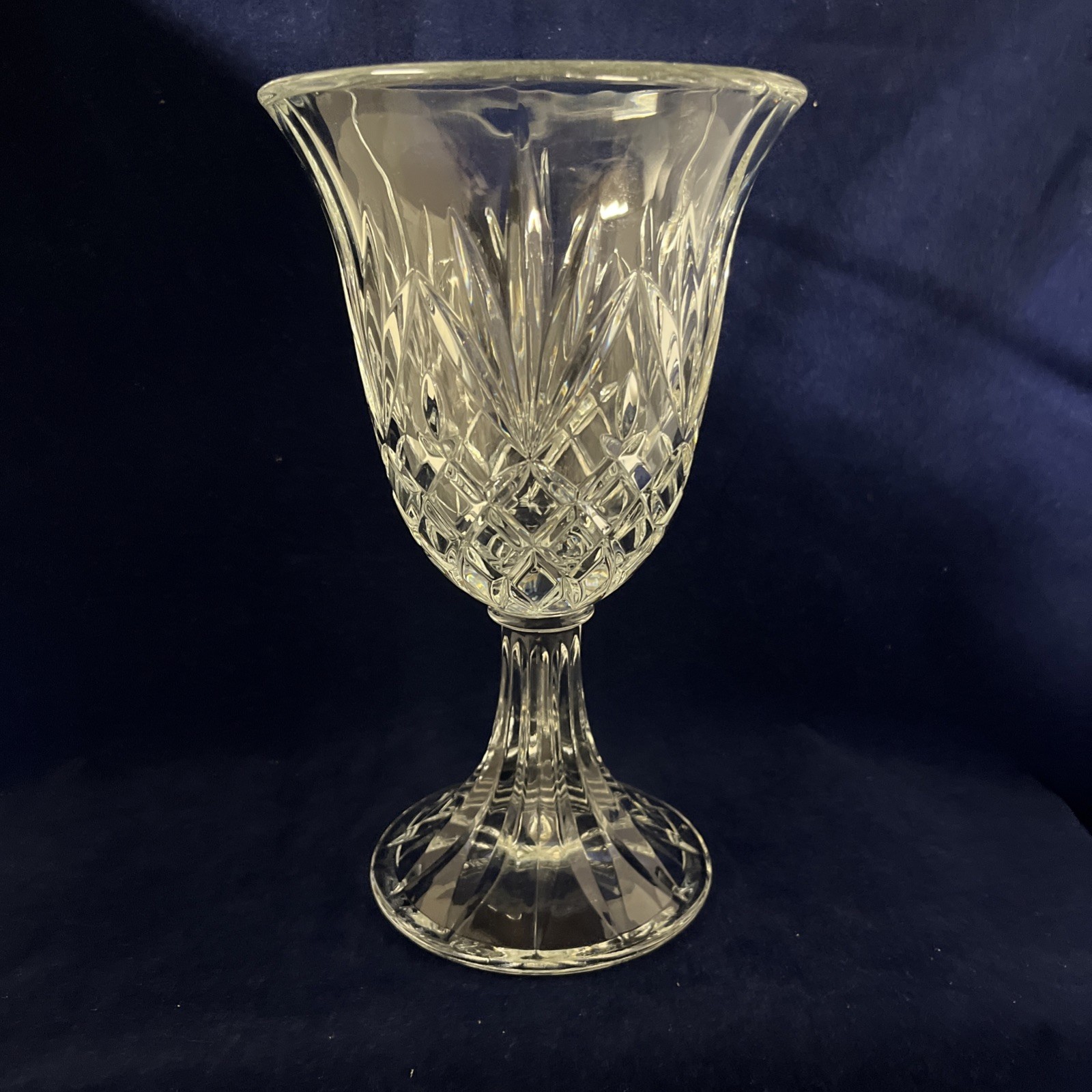 Vintage Godinger Lexington Crystal Open Hurricane Candle Holder / Vase(s) 7 1/2″