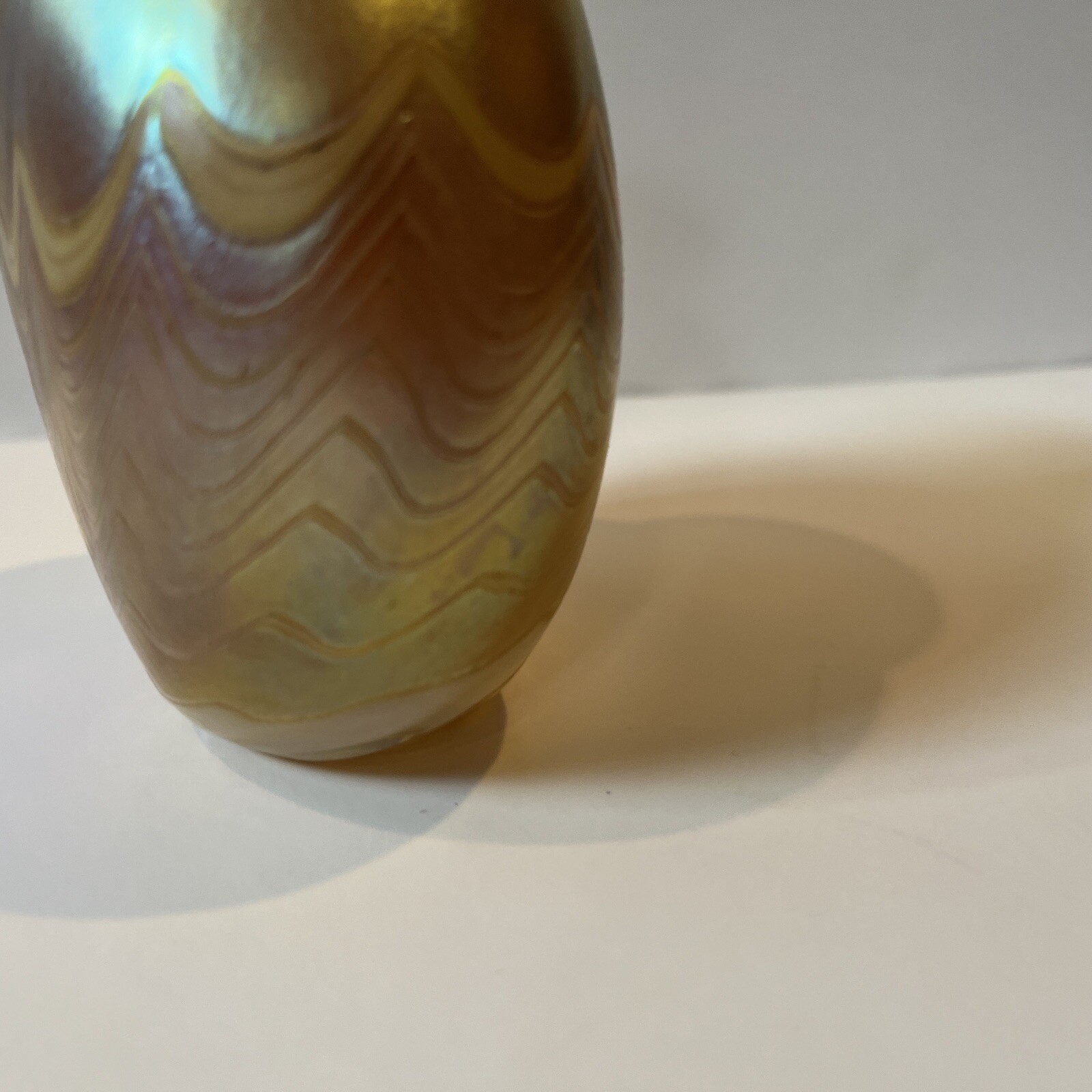Vintage Art Glass Vase Signed Robert Held Yellow Purple Iridescent 4.5” Canada