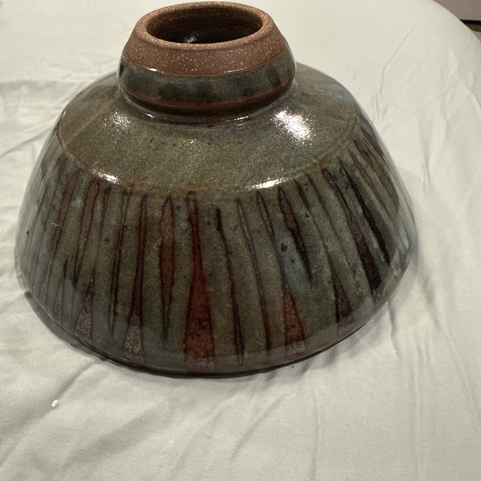 Studio Art Pottery Oil Lamp/Bud Vase Blue, Purple,Brown Drip Glaze