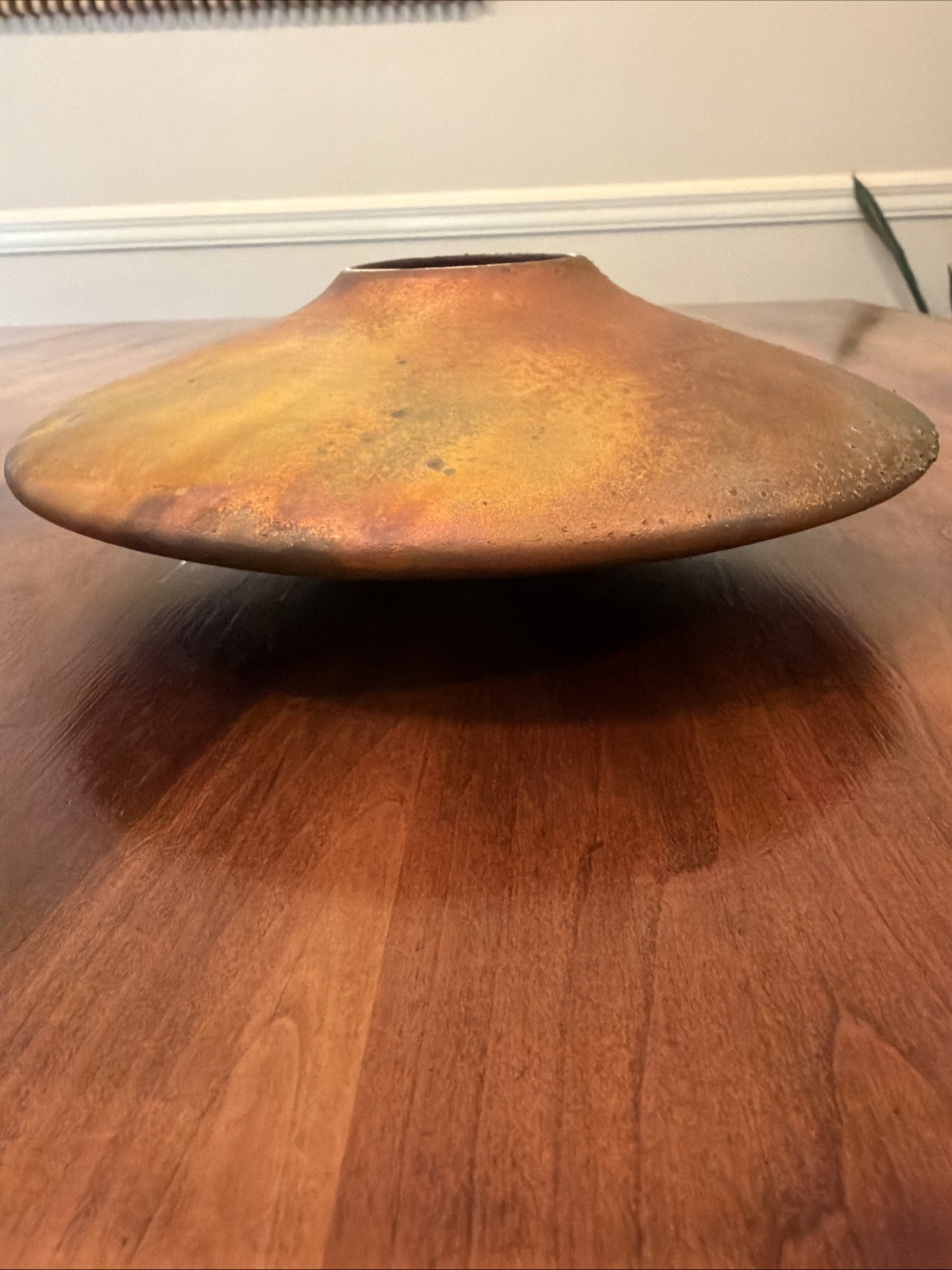 Signed Vintage Studio Fired Copper Vessel Vase Modernist Minimalist – READ