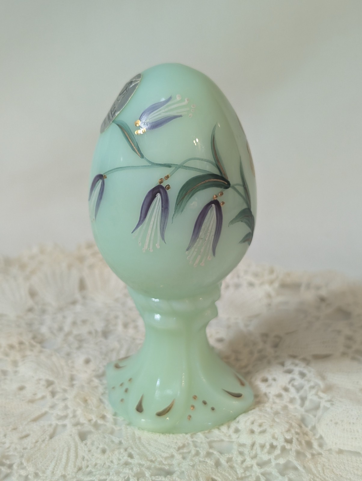 Vintage Fenton Jadeite Glass Egg Limited Edition #949/3000 Signed By D. Robinson