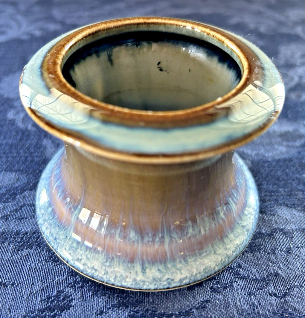 Bill Campbell Studio Art Pottery Drip Glaze Votive Candle Holder Blues Browns