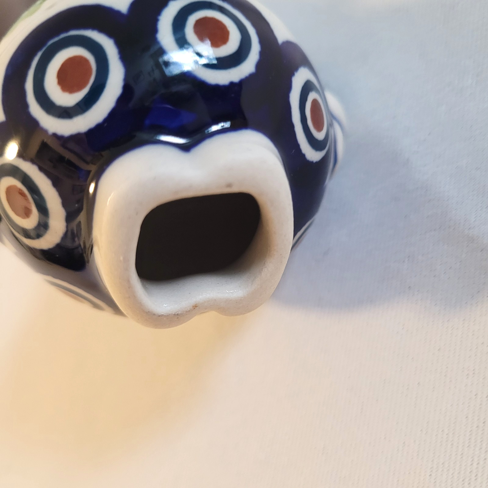 Manufaktura Polish Pottery Ceramic Ornament Christmas Santa with Trees NWT